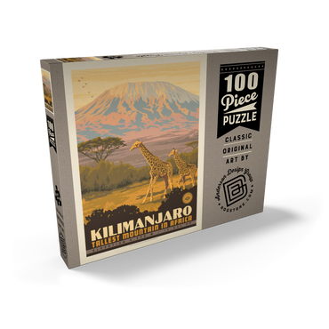 Darstellung des Puzzle Motivs Kilimanjaro: Tallest Mountain in Africa, Vintage Poster 100 Puzzle Schachtel Ansicht2