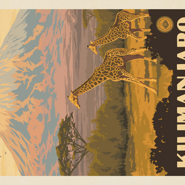 Darstellung des Puzzle Motivs Kilimanjaro: Tallest Mountain in Africa, Vintage Poster 100 Puzzle 3D Modell