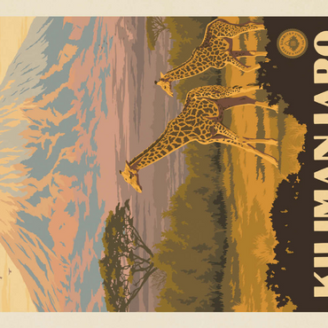 Darstellung des Puzzle Motivs Kilimanjaro: Tallest Mountain in Africa, Vintage Poster 200 Puzzle 3D Modell