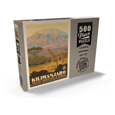 Darstellung des Puzzle Motivs Kilimanjaro: Tallest Mountain in Africa, Vintage Poster 500 Puzzle Schachtel Ansicht2