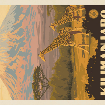 Darstellung des Puzzle Motivs Kilimanjaro: Tallest Mountain in Africa, Vintage Poster 500 Puzzle 3D Modell