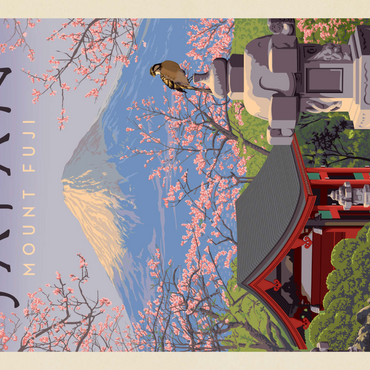 Darstellung des Puzzle Motivs Japan: Mount Fuji, Vintage Poster 1000 Puzzle 3D Modell