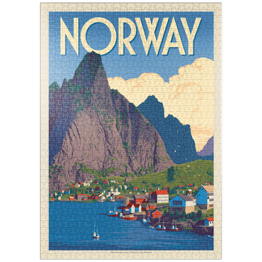 Darstellung des Puzzle Motivs puzzleplate Norway: The Land of Fjords, Vintage Poster 1000 Puzzle