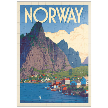 Darstellung des Puzzle Motivs puzzleplate Norway: The Land of Fjords, Vintage Poster 100 Puzzle
