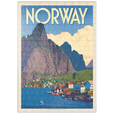 Darstellung des Puzzle Motivs puzzleplate Norway: The Land of Fjords, Vintage Poster 200 Puzzle
