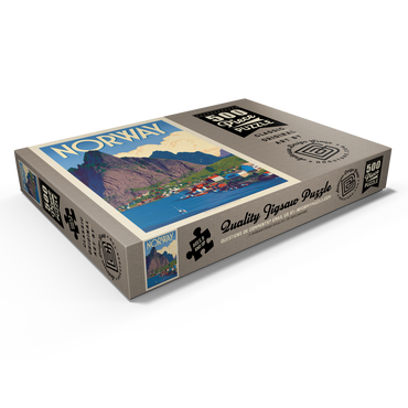 Darstellung des Puzzle Motivs Norway: The Land of Fjords, Vintage Poster 500 Puzzle Schachtel Ansicht1
