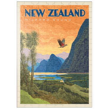Darstellung des Puzzle Motivs puzzleplate New Zealand: Milford Sound, Vintage Poster 200 Puzzle