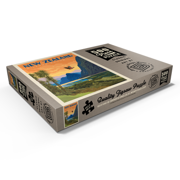 Darstellung des Puzzle Motivs New Zealand: Milford Sound, Vintage Poster 500 Puzzle Schachtel Ansicht1