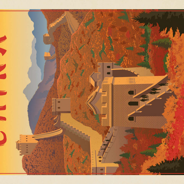 Darstellung des Puzzle Motivs China: Great Wall, Vintage Poster 200 Puzzle 3D Modell