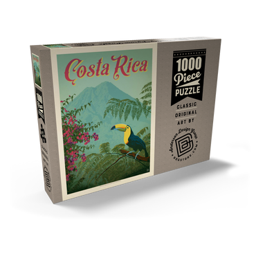 Darstellung des Puzzle Motivs Costa Rica: Toucan in the jungle, Vintage Poster 1000 Puzzle Schachtel Ansicht2