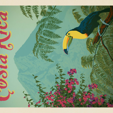 Darstellung des Puzzle Motivs Costa Rica: Toucan in the jungle, Vintage Poster 1000 Puzzle 3D Modell