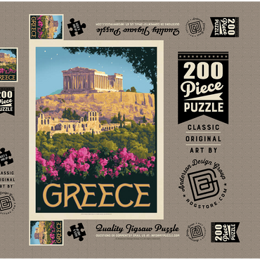 Darstellung des Puzzle Motivs Greece: The Parthenon, Vintage Poster 200 Puzzle Schachtel 3D Modell