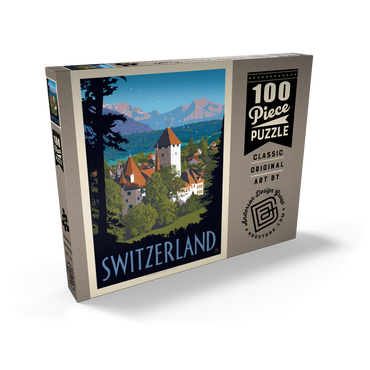 Darstellung des Puzzle Motivs Switzerland, Vintage Travel Poster 100 Puzzle Schachtel Ansicht2