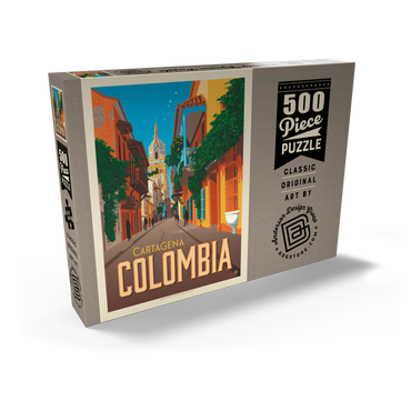 Darstellung des Puzzle Motivs Colombia: Cartagena, Vintage Poster 500 Puzzle Schachtel Ansicht2