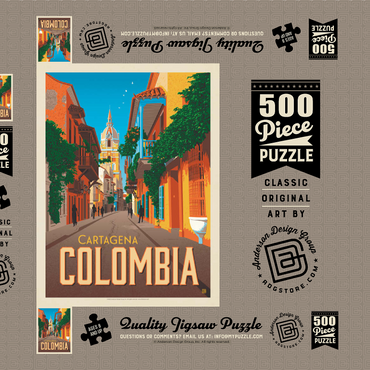 Darstellung des Puzzle Motivs Colombia: Cartagena, Vintage Poster 500 Puzzle Schachtel 3D Modell