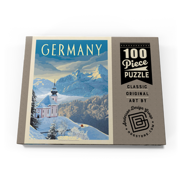 Darstellung des Puzzle Motivs Germany: Bavarian Alps, Vintage Poster 100 Puzzle Schachtel Ansicht3