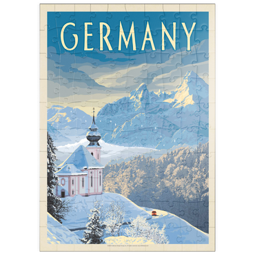 Darstellung des Puzzle Motivs puzzleplate Germany: Bavarian Alps, Vintage Poster 100 Puzzle