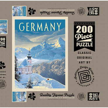 Darstellung des Puzzle Motivs Germany: Bavarian Alps, Vintage Poster 200 Puzzle Schachtel 3D Modell