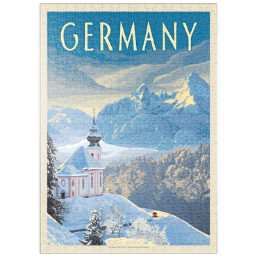 Darstellung des Puzzle Motivs puzzleplate Germany: Bavarian Alps, Vintage Poster 500 Puzzle