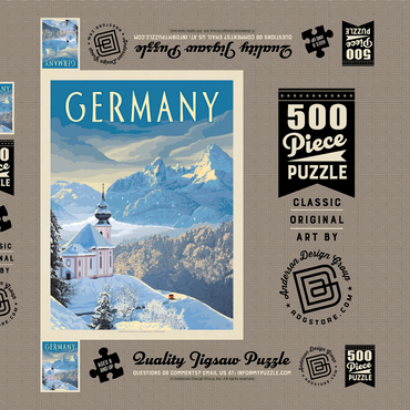 Darstellung des Puzzle Motivs Germany: Bavarian Alps, Vintage Poster 500 Puzzle Schachtel 3D Modell
