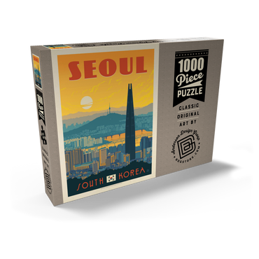 Darstellung des Puzzle Motivs South Korea: Seoul, Vintage Poster 1000 Puzzle Schachtel Ansicht2