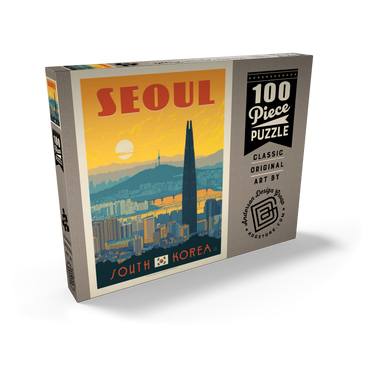 Darstellung des Puzzle Motivs South Korea: Seoul, Vintage Poster 100 Puzzle Schachtel Ansicht2