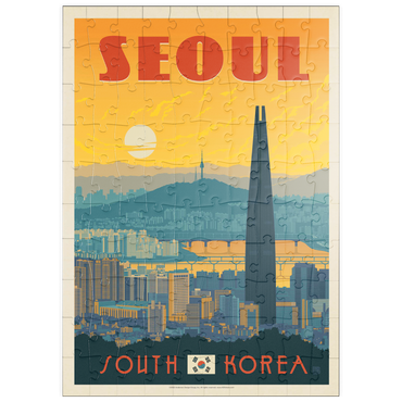 Darstellung des Puzzle Motivs puzzleplate South Korea: Seoul, Vintage Poster 100 Puzzle