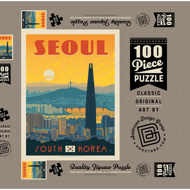 Darstellung des Puzzle Motivs South Korea: Seoul, Vintage Poster 100 Puzzle Schachtel 3D Modell