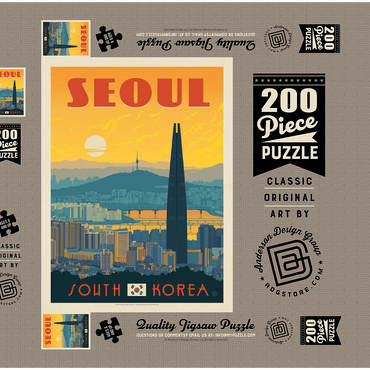 Darstellung des Puzzle Motivs South Korea: Seoul, Vintage Poster 200 Puzzle Schachtel 3D Modell