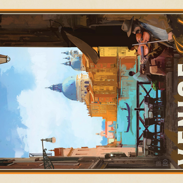 Darstellung des Puzzle Motivs Italy, Venice: La Dolce Vita, Vintage Poster 1000 Puzzle 3D Modell