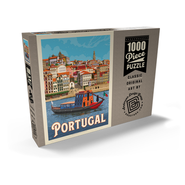 Darstellung des Puzzle Motivs Portugal: Porto District, Vintage Poster 1000 Puzzle Schachtel Ansicht2