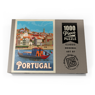 Darstellung des Puzzle Motivs Portugal: Porto District, Vintage Poster 1000 Puzzle Schachtel Ansicht3