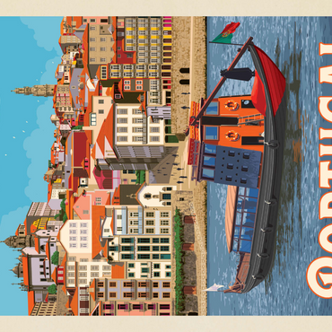 Darstellung des Puzzle Motivs Portugal: Porto District, Vintage Poster 1000 Puzzle 3D Modell