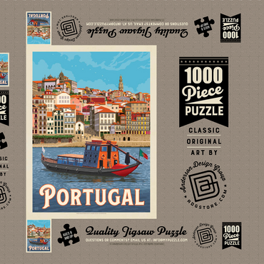 Darstellung des Puzzle Motivs Portugal: Porto District, Vintage Poster 1000 Puzzle Schachtel 3D Modell