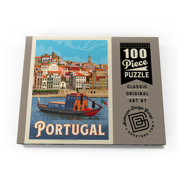 Darstellung des Puzzle Motivs Portugal: Porto District, Vintage Poster 100 Puzzle Schachtel Ansicht3