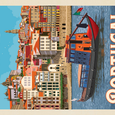 Darstellung des Puzzle Motivs Portugal: Porto District, Vintage Poster 200 Puzzle 3D Modell