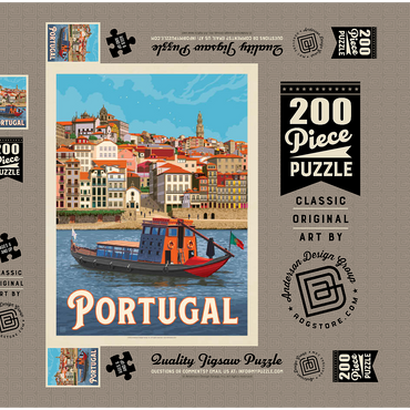 Darstellung des Puzzle Motivs Portugal: Porto District, Vintage Poster 200 Puzzle Schachtel 3D Modell