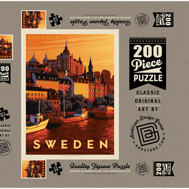 Darstellung des Puzzle Motivs Sweden: Stockholm, Vintage Poster 200 Puzzle Schachtel 3D Modell