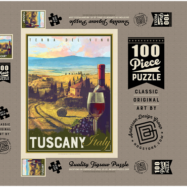 Darstellung des Puzzle Motivs Italy, Tuscany: Terra Del Vino, Vintage Poster 100 Puzzle Schachtel 3D Modell