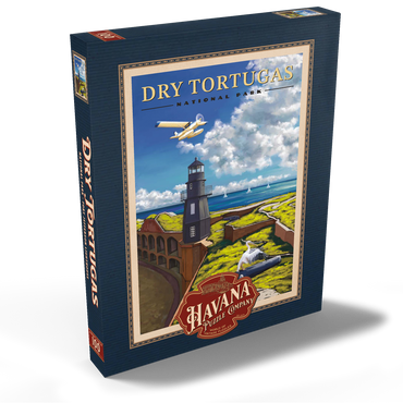 Darstellung des Puzzle Motivs Dry Tortugas National Park - Fort Jefferson Lighthouse, Vintage Travel Poster 100 Puzzle Schachtel Ansicht2