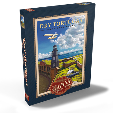 Darstellung des Puzzle Motivs Dry Tortugas National Park - Fort Jefferson Lighthouse, Vintage Travel Poster 200 Puzzle Schachtel Ansicht2