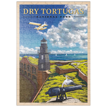 Darstellung des Puzzle Motivs puzzleplate Dry Tortugas National Park - Fort Jefferson Lighthouse, Vintage Travel Poster 200 Puzzle