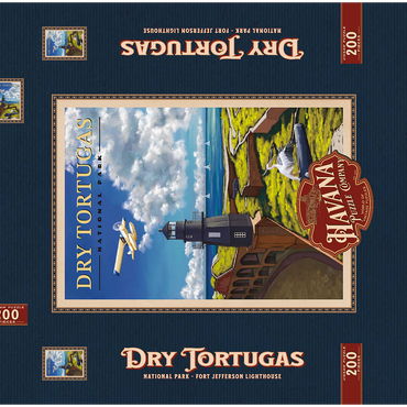 Darstellung des Puzzle Motivs Dry Tortugas National Park - Fort Jefferson Lighthouse, Vintage Travel Poster 200 Puzzle Schachtel 3D Modell