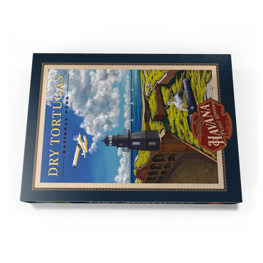 Darstellung des Puzzle Motivs Dry Tortugas National Park - Fort Jefferson Lighthouse, Vintage Travel Poster 500 Puzzle Schachtel Ansicht3
