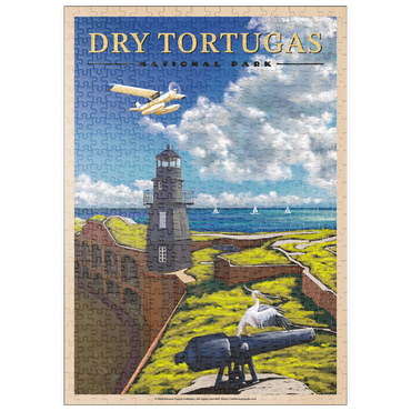 Darstellung des Puzzle Motivs puzzleplate Dry Tortugas National Park - Fort Jefferson Lighthouse, Vintage Travel Poster 500 Puzzle