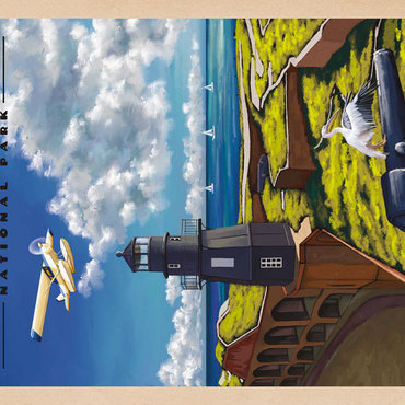 Darstellung des Puzzle Motivs Dry Tortugas National Park - Fort Jefferson Lighthouse, Vintage Travel Poster 500 Puzzle 3D Modell
