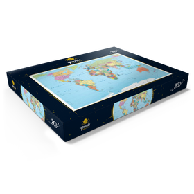 Alternative Darstellung des Puzzle-Motivs Farbige Weltkarte - Grenzen, Länder, Straßen und Städte – Puzzleteile: 200