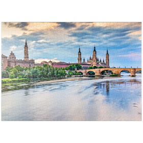 Darstellung des Puzzle Motivs Basilica de Nuestra Senora del Pilar am Ebro, Saragossa, Spanien - Puzzleteile: 1000