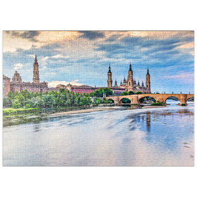 Darstellung des Puzzle Motivs Basilica de Nuestra Senora del Pilar am Ebro, Saragossa, Spanien - Puzzleteile: 500