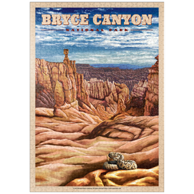 Darstellung des Puzzle Motivs Bryce Canyon National Park - Pillars of Stone, Vintage Travel Poster - Puzzleteile: 1000